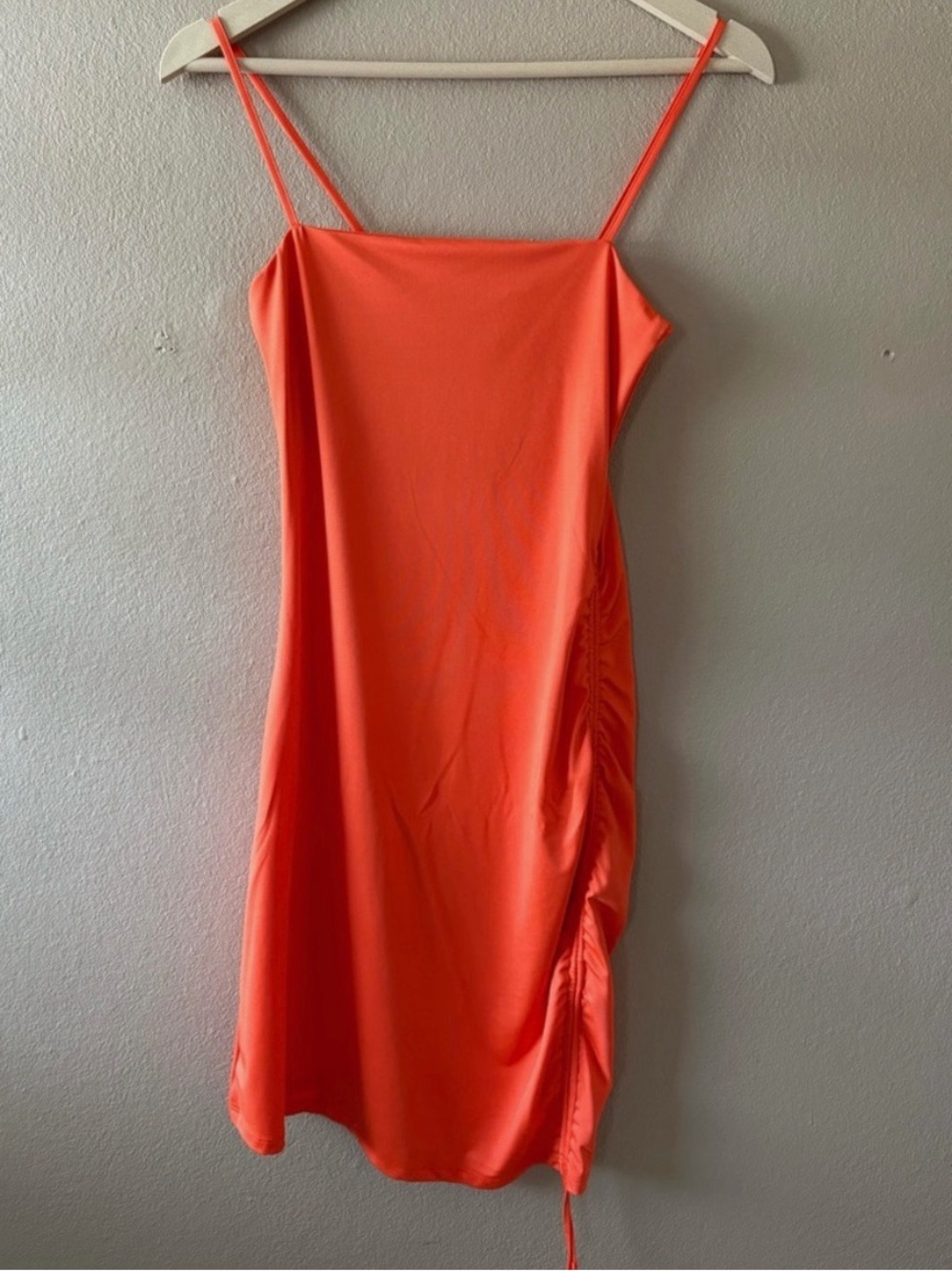 H&M Orange Slip Dress with Side Ruching